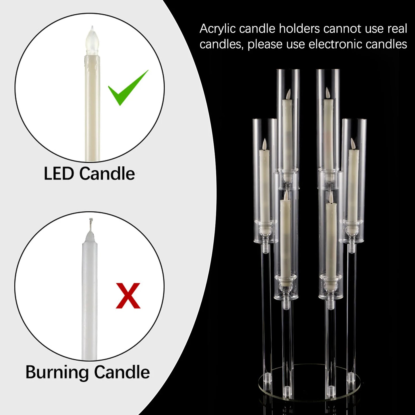 10pcs 6 Arm Clear Candelabras Candlestick Holder
