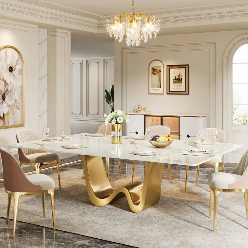 7-Piece Easy Assembly Dining Table Set with Tempered Glass Top