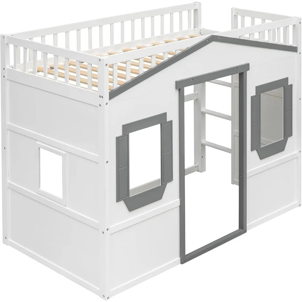 Twin Solid Wood Loft Bed Frame Playhouse