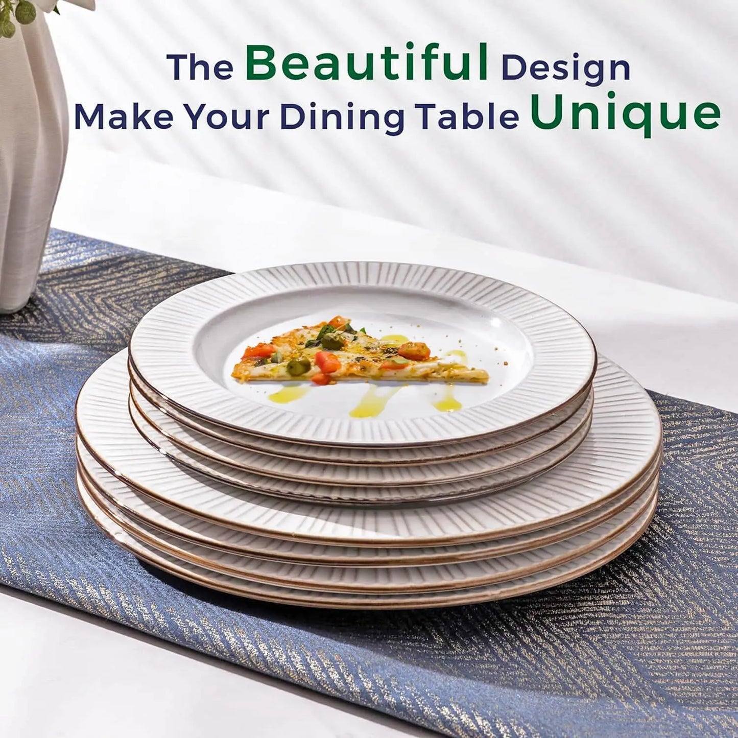 Embossed Elegant Ceramic Stoneware Dinnerware Set