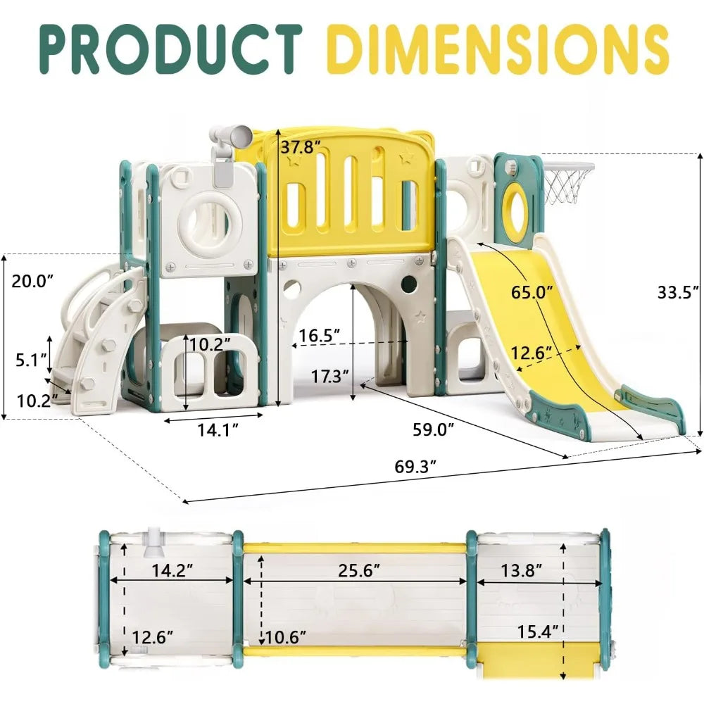 Toddler's Climber Slide Playset with Basketball Hoop, Outdoor/ Indoor Playground