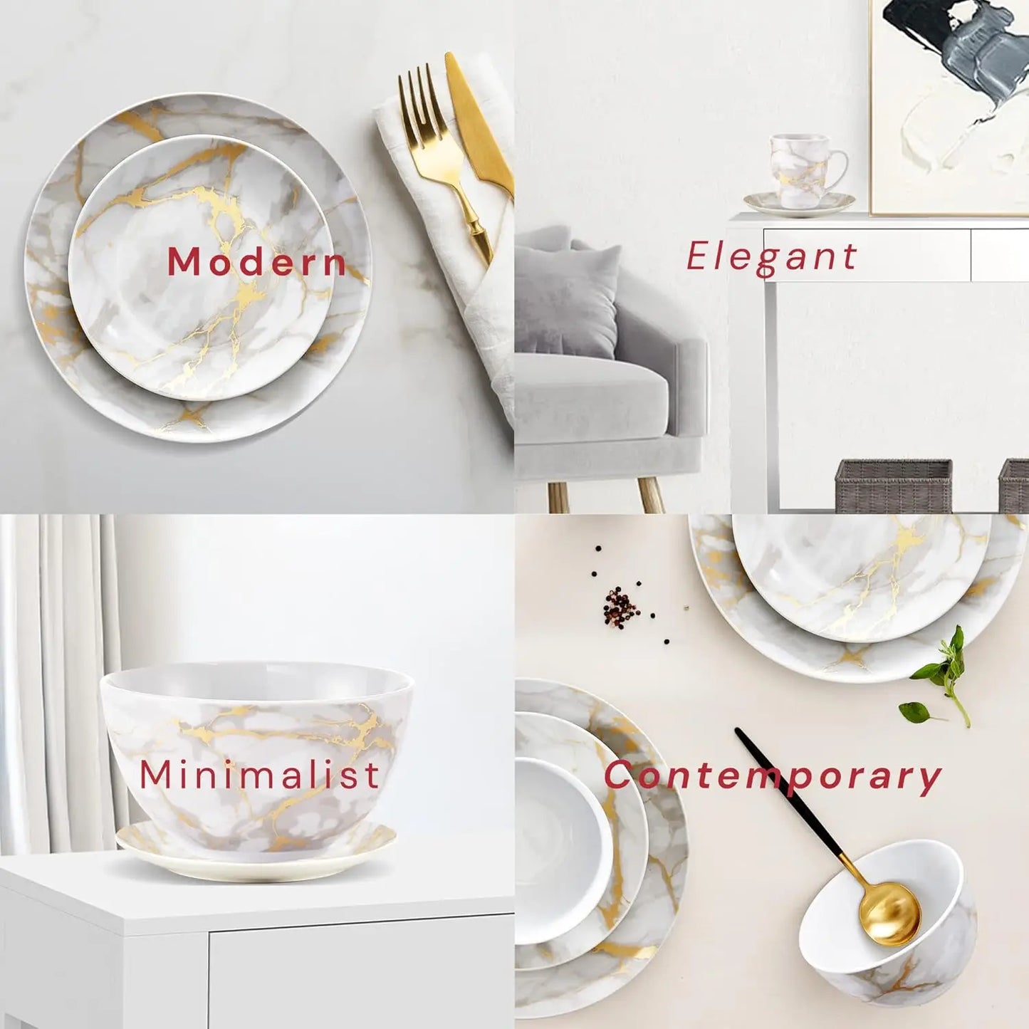 Modern Kitchen 16-Piece Dinnerware Sets