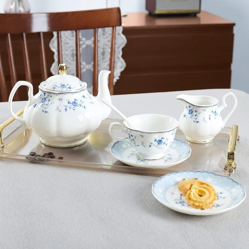 Floral Porcelain Tea Set, Service for 6