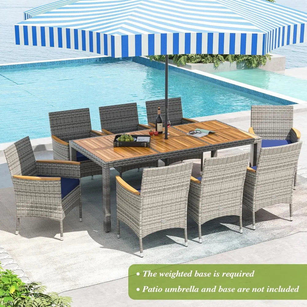 9 Piece PE Wicker Patio Dining Set