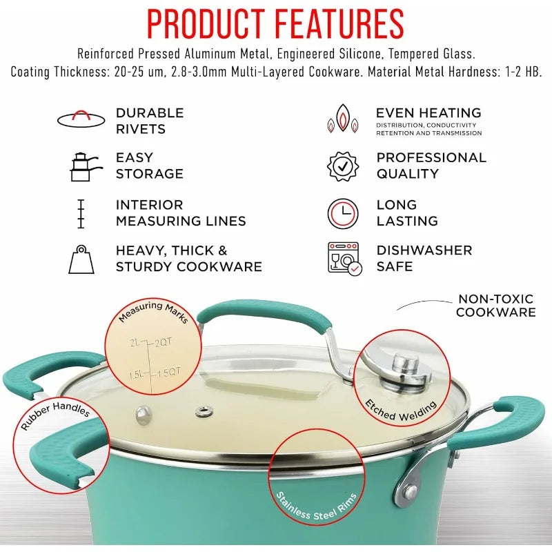 23 Piece– Multi-Sized Cookware Set with Lids