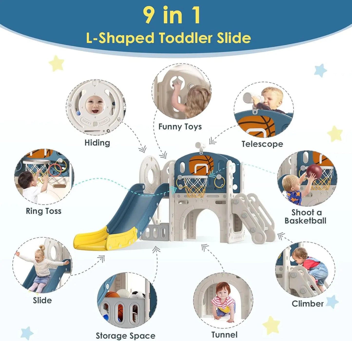 Indoor/ Outdoor Slide Playground Playset for Toddlers