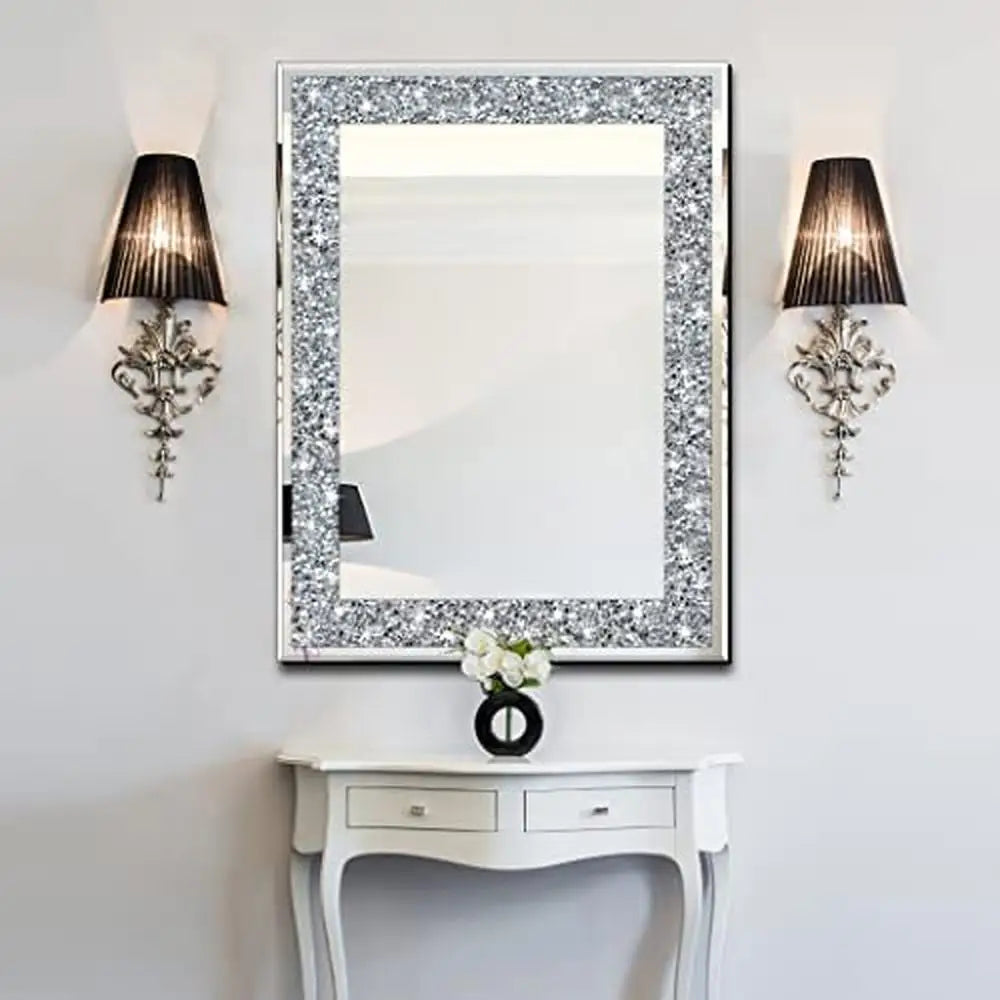 20x28 inch Frameless Crystal Crush Diamond Rectangle Wall Mirror