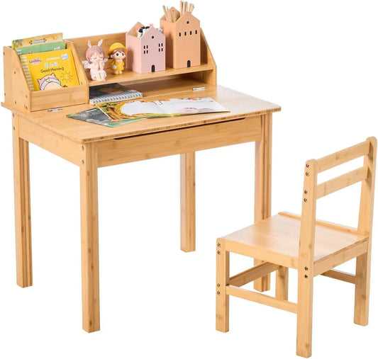 Bamboo Lift-Top Desk & Chair Set for 3-8 Years Old