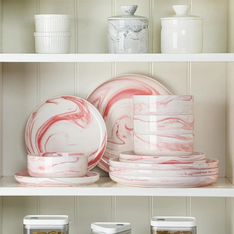 12 Piece Chip Resistant Porcelain Dishware Set for 4