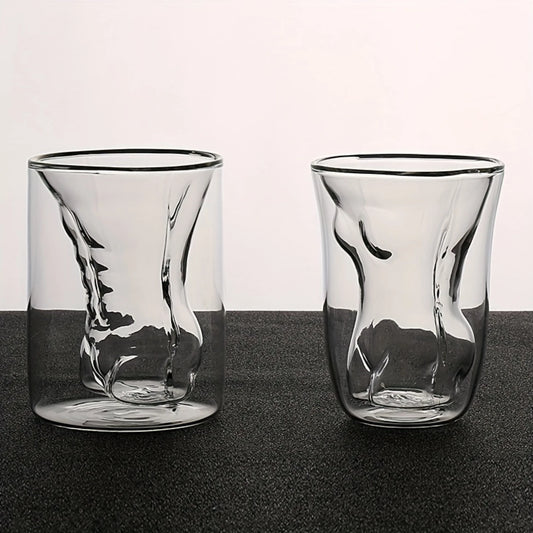 2pc Unique Shaped Glass Mug, 200ml/6.7OZ