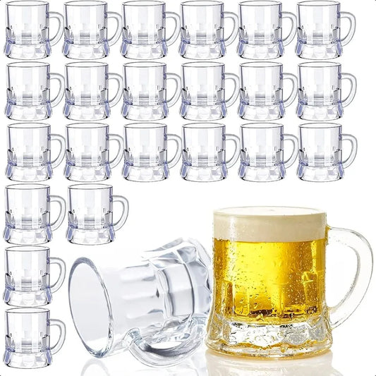 24 PCS Plastic Mini Beer Mug 2 Oz Shot Glasses