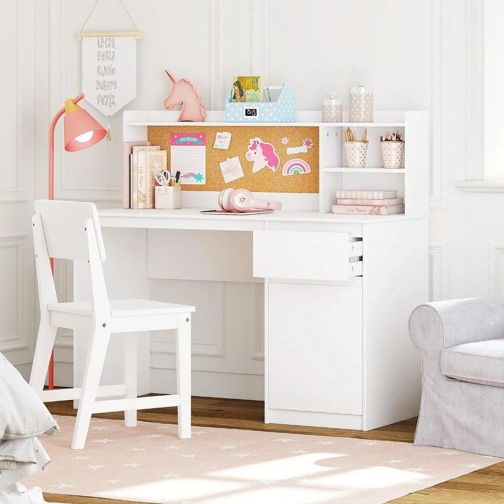 Computer Desk with Chair, Hutch, Storage Cabinet