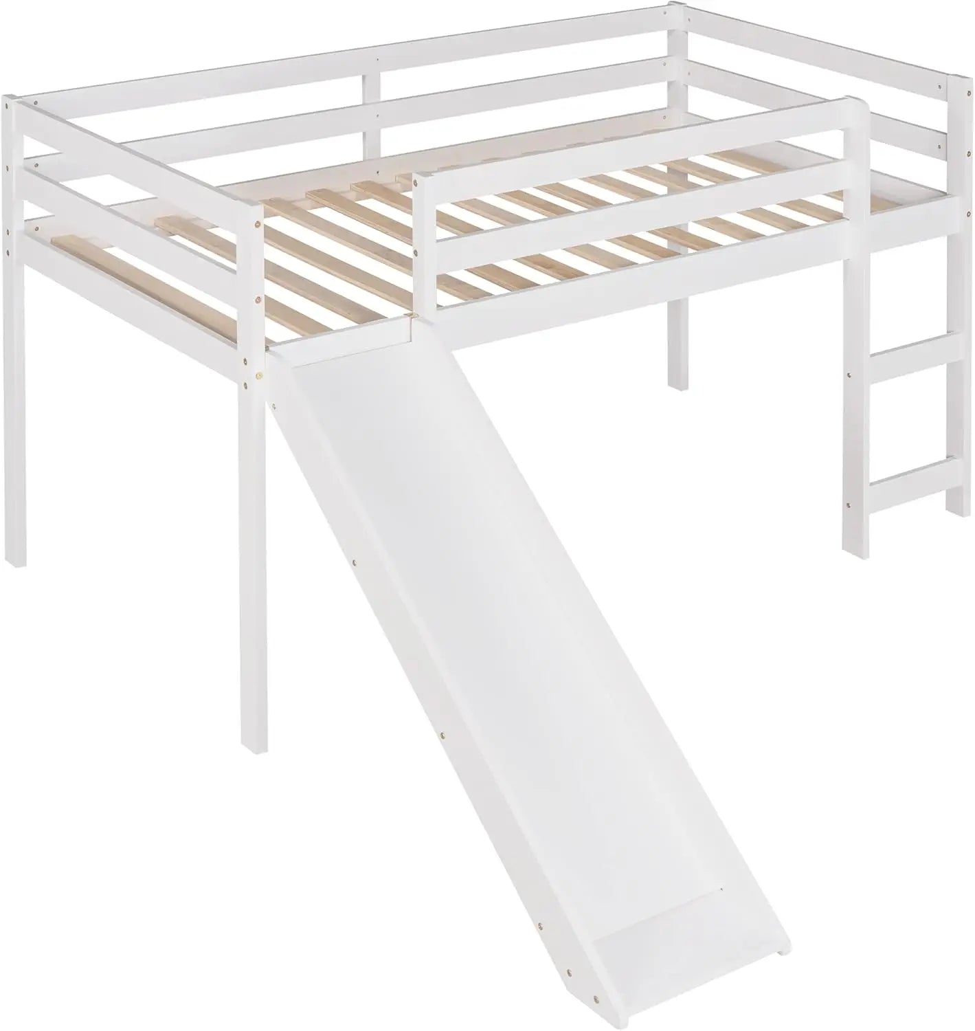 Multifunctional Design Twin Loft Bed with Slide and Ladder for Kids