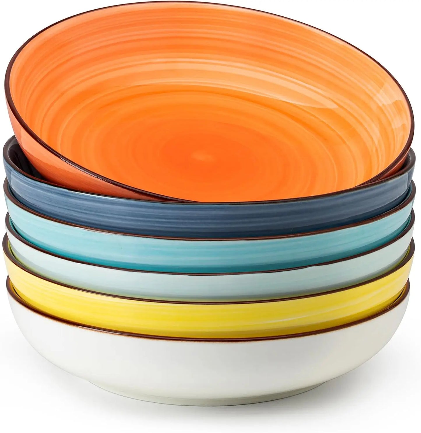 Set of 6, 30 Ounce Ceramic Pasta Bowls