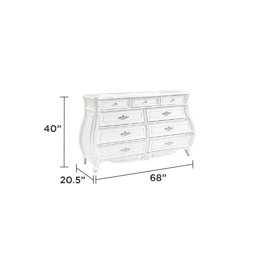 Wooden Pearl White Modern Style 5 Pc King Bedroom Set