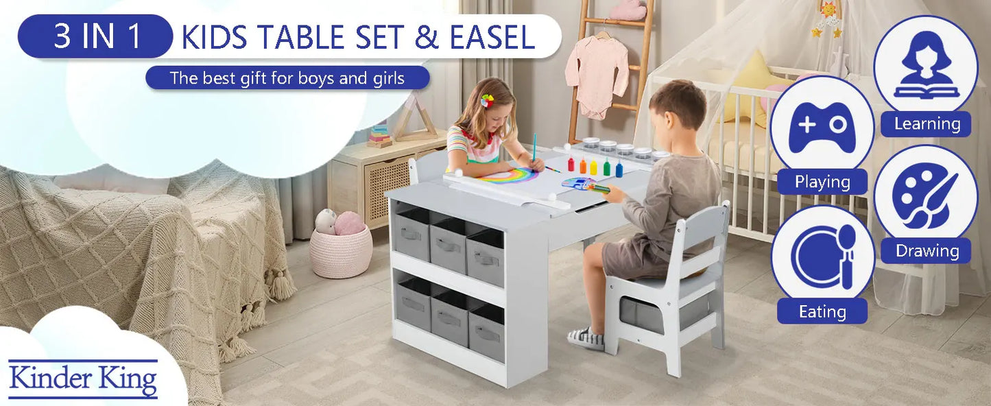 3 in 1 Kids Art Table & Easel Chair Set