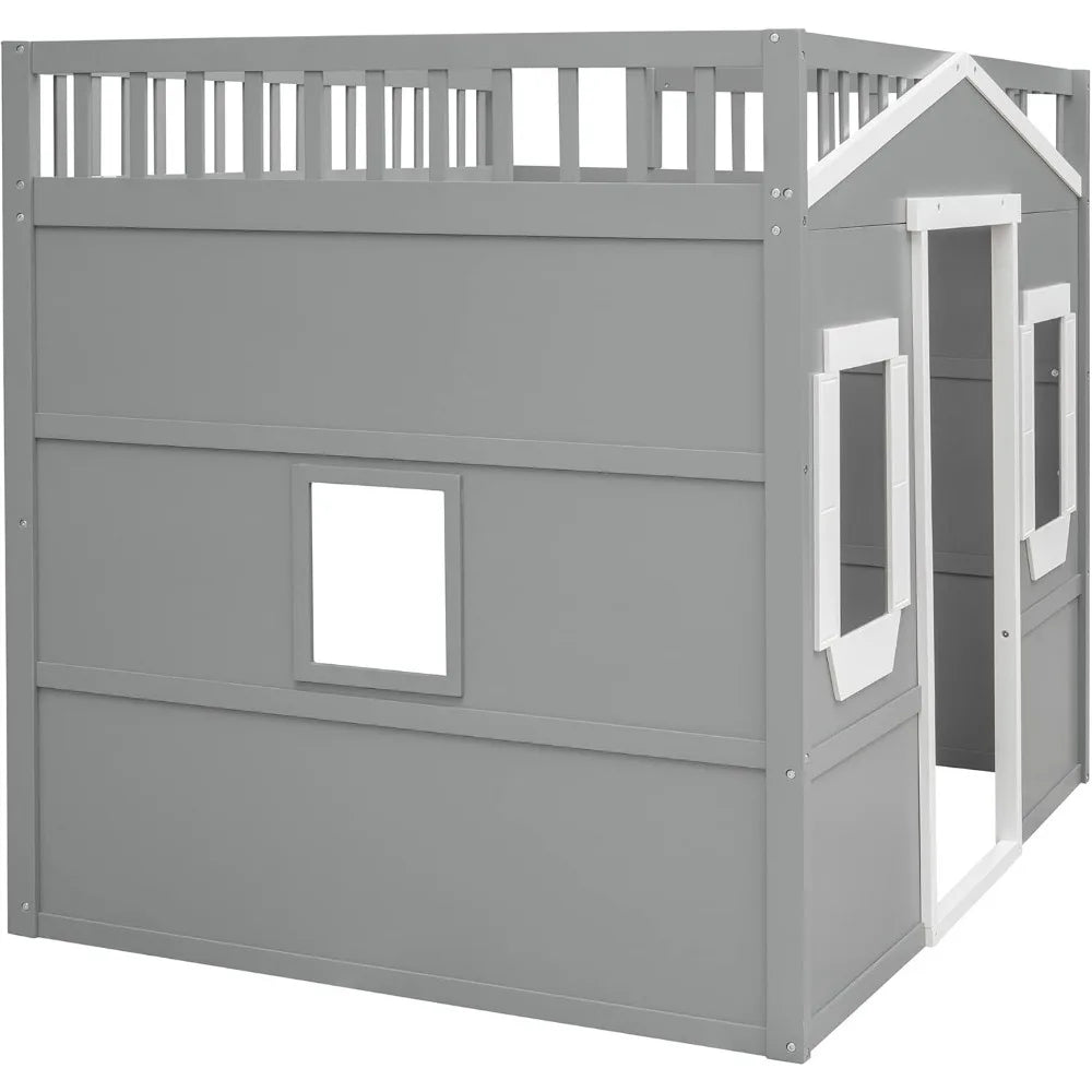 Twin Solid Wood Loft Bed Frame Playhouse