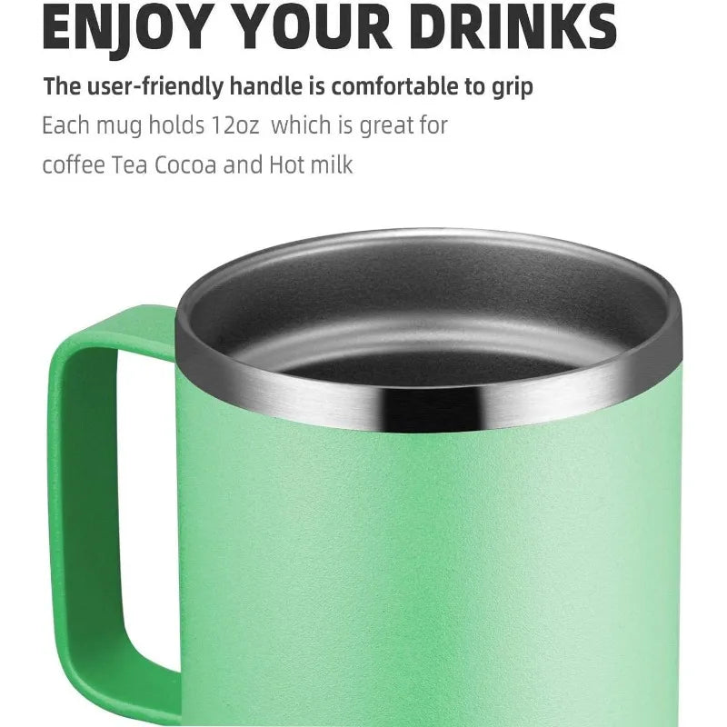 12oz Stainless Steel Insulated Coffee Mug With Handle