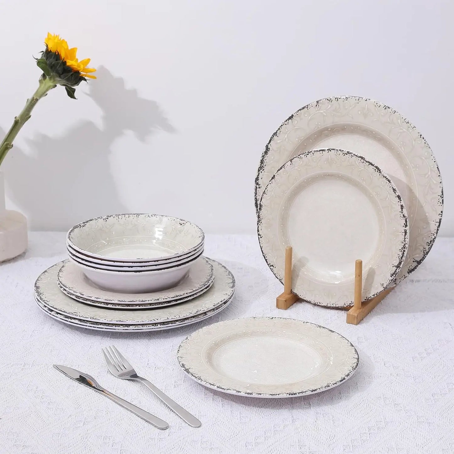 12-Piece Premium Melamine Dinnerware Set (Serves 4)