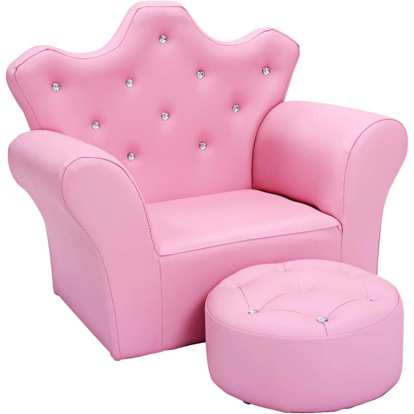 Children's Upholstered Princess Chair with Ottoman