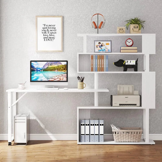 Study Desk with 5 Shelves Bookshelf