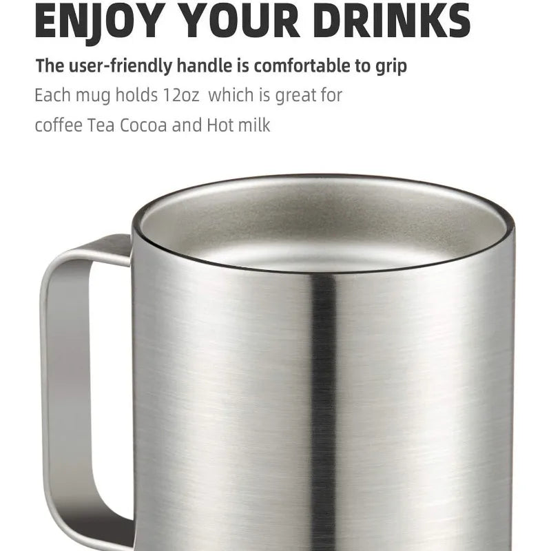 12oz Stainless Steel Insulated Coffee Mug With Handle