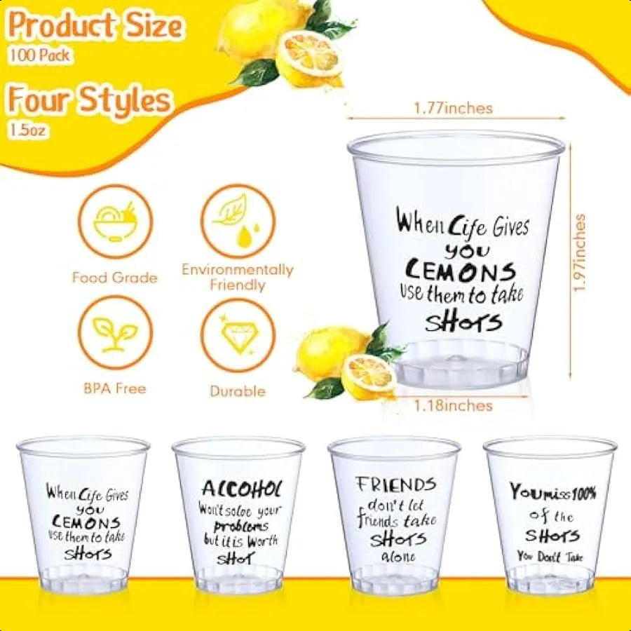 100 Pcs Plastic Shot Glasses - 1.5 oz Disposable Cups