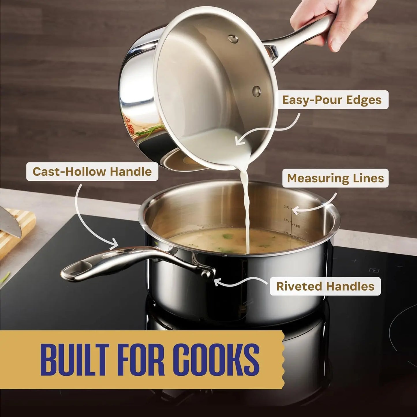 14-Piece 5 Ply Full Clad Induction Stainless Steel Cookware Set