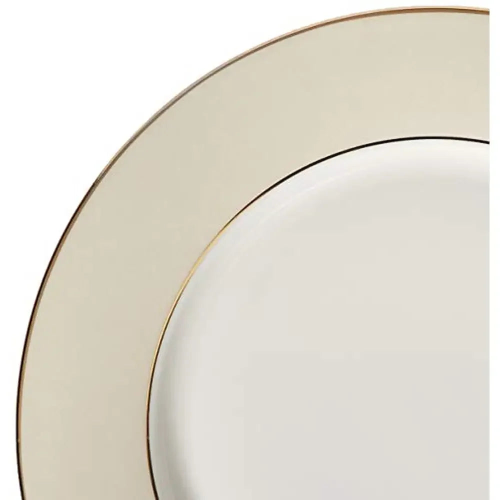 Elegant 57-Piece 24K Gold Trim Beige Border Bone China Dinnerware Set