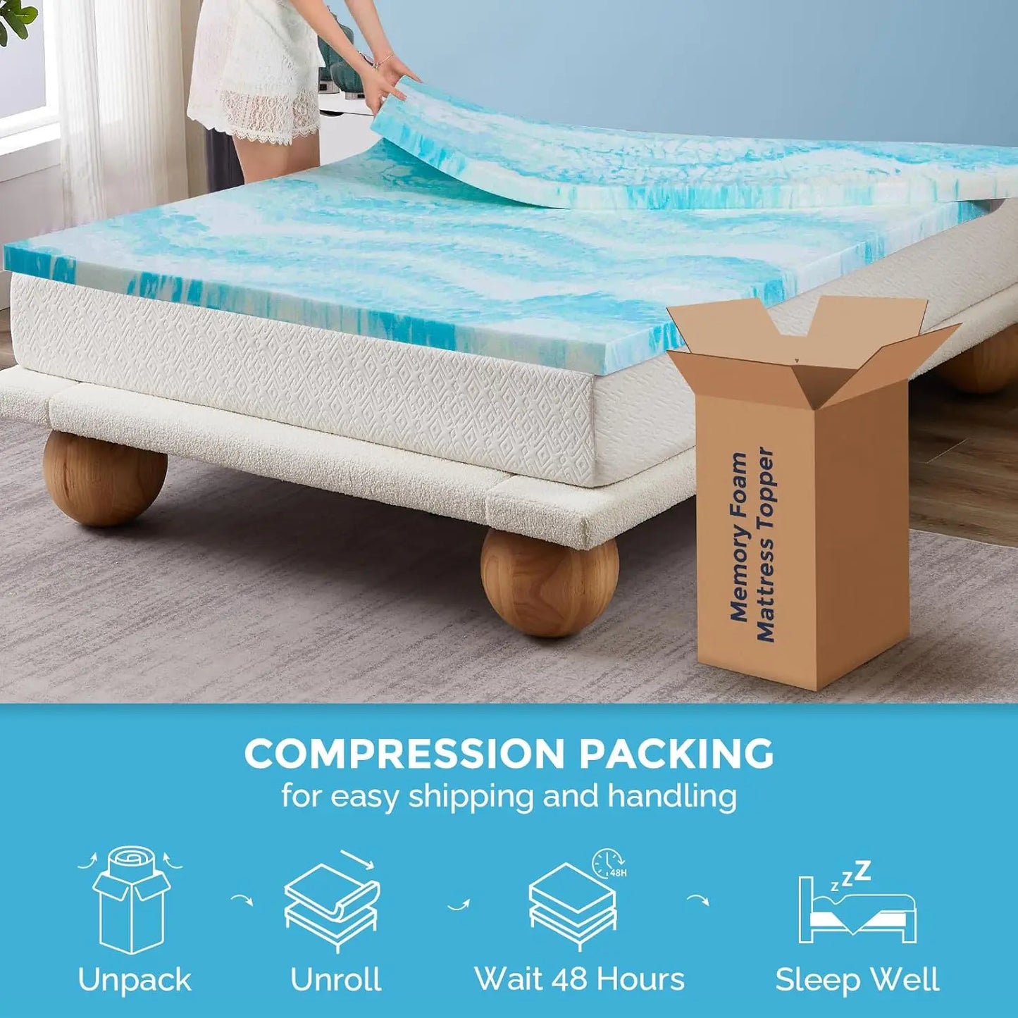 4-Inch Gel Memory Foam Mattress Topper, Size Optional