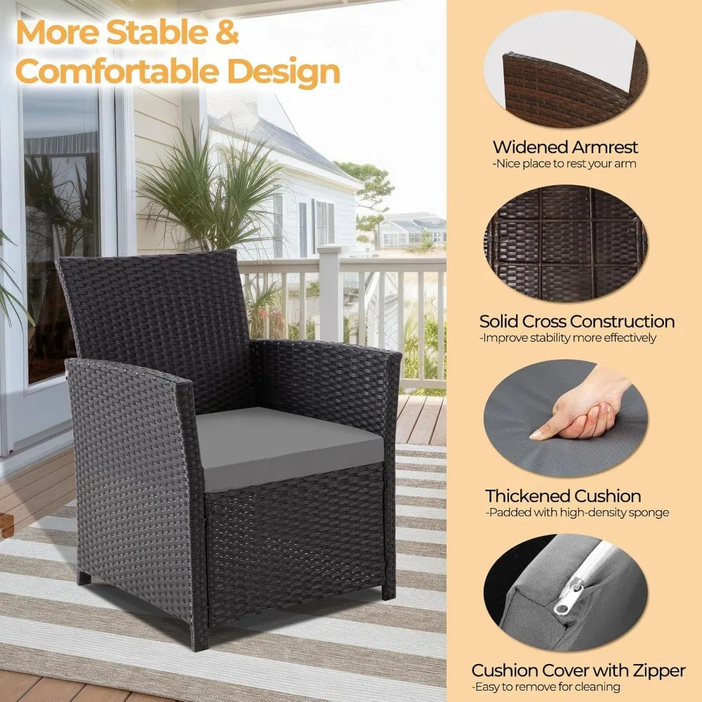 4 Piece Wicker Rattan Patio Sets, 5 Color Options