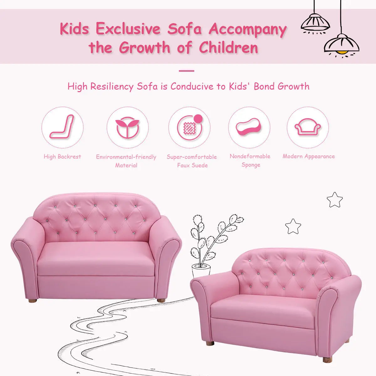 Kids Sofa Princess Armrest Lounge Couch