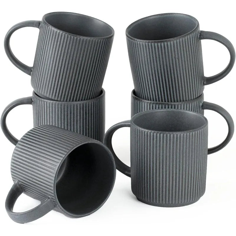 Coffee Mug Set for 6, 12 oz Catering Mugs with Handle