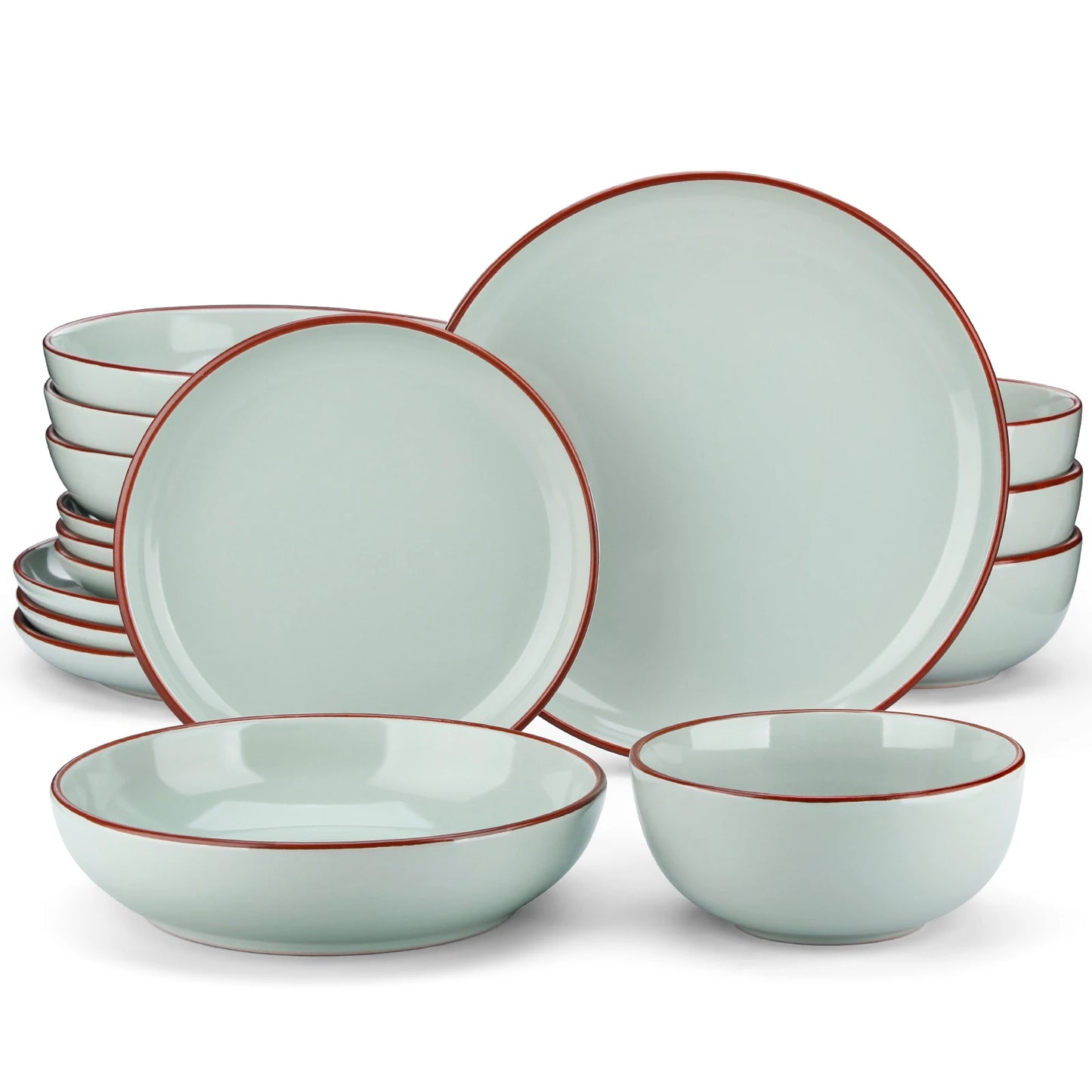 16/32 Piece Ceramic Glaze Tableware Set with Dinner/Dessert/Soup Plate/Bowl  For 4/8