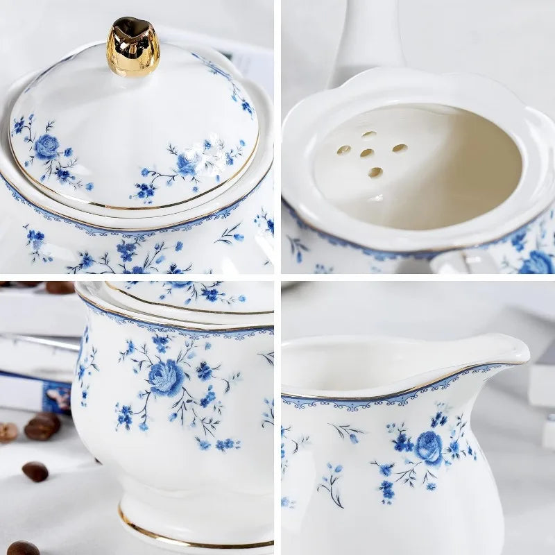 21 Piece Floral Porcelain Tea Set, for 6