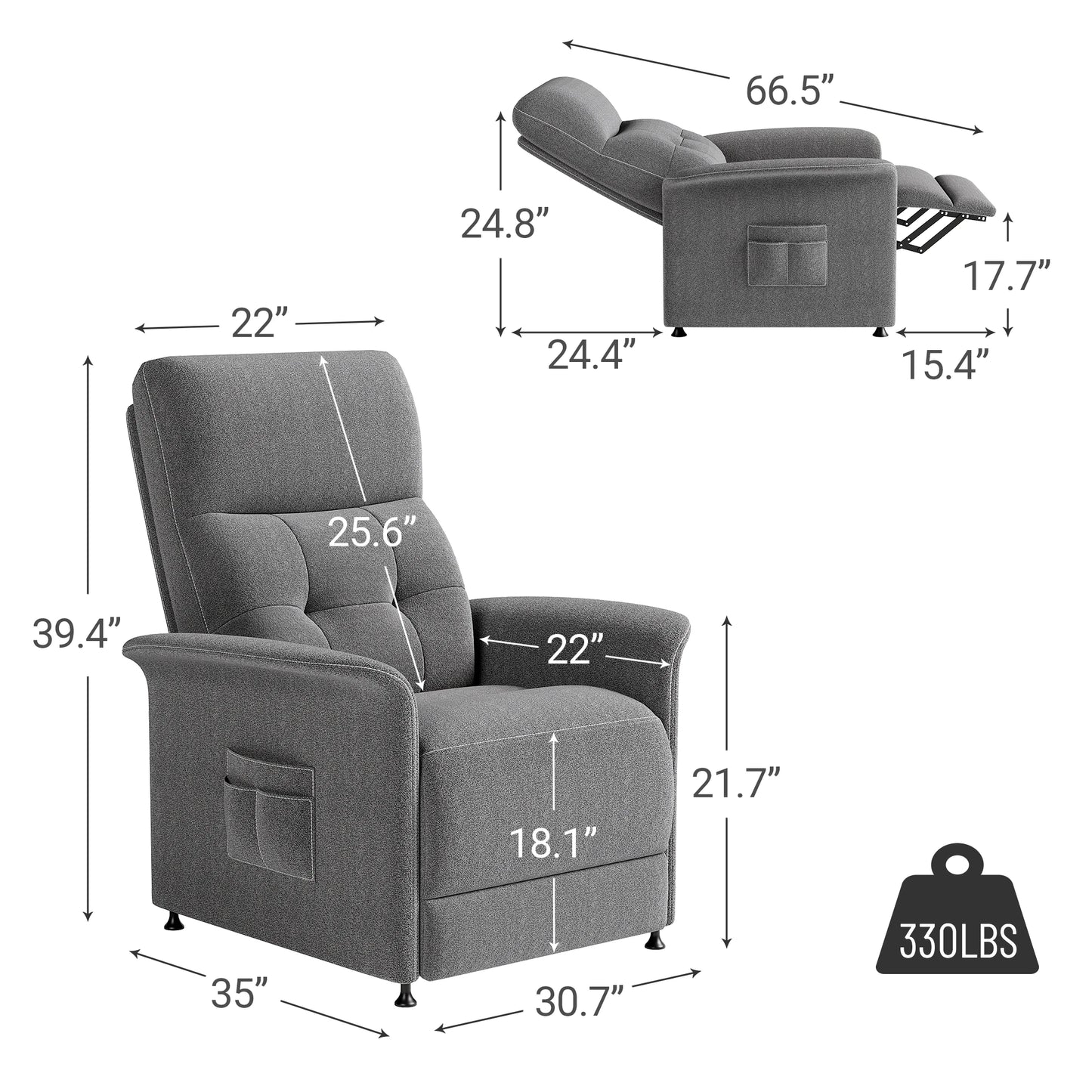 Adjustable Power Recliner Chair with Heat and Massage