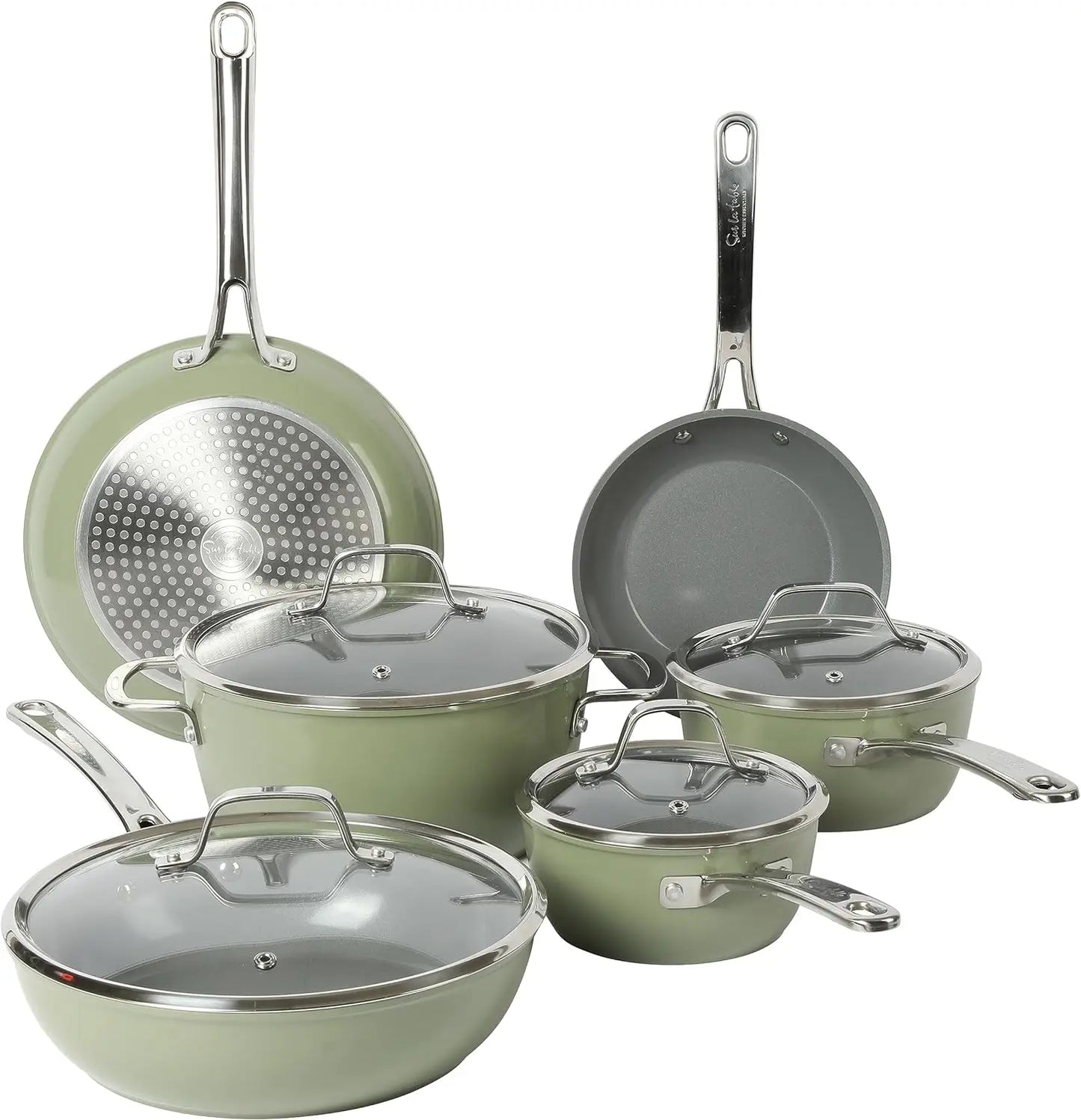 10 Piece PFA Free Titanium Ceramic Nonstick Interior Forged Aluminum Cookware Set