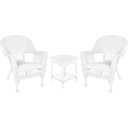 3 Piece Wicker Chair and End Table Set without Cushion, 4 Color Options