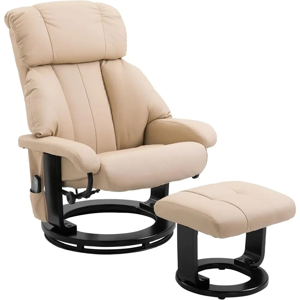 360° Swivel Massage Recliner Chair with Ottoman