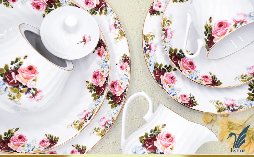 Royal Rose Floral 45-Piece Dinnerware Set