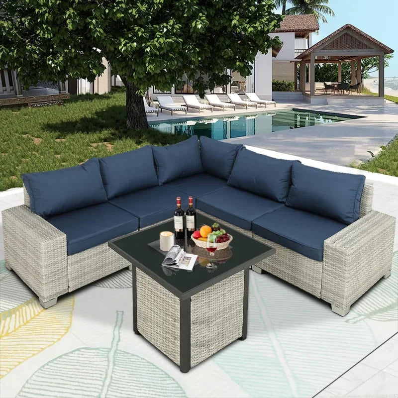 Wicker Rattan Sectional Sofa Patio Sets