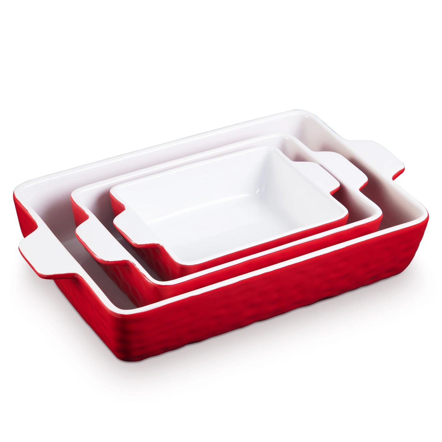 3PCS Ceramic Glazed Relief Baking Tray