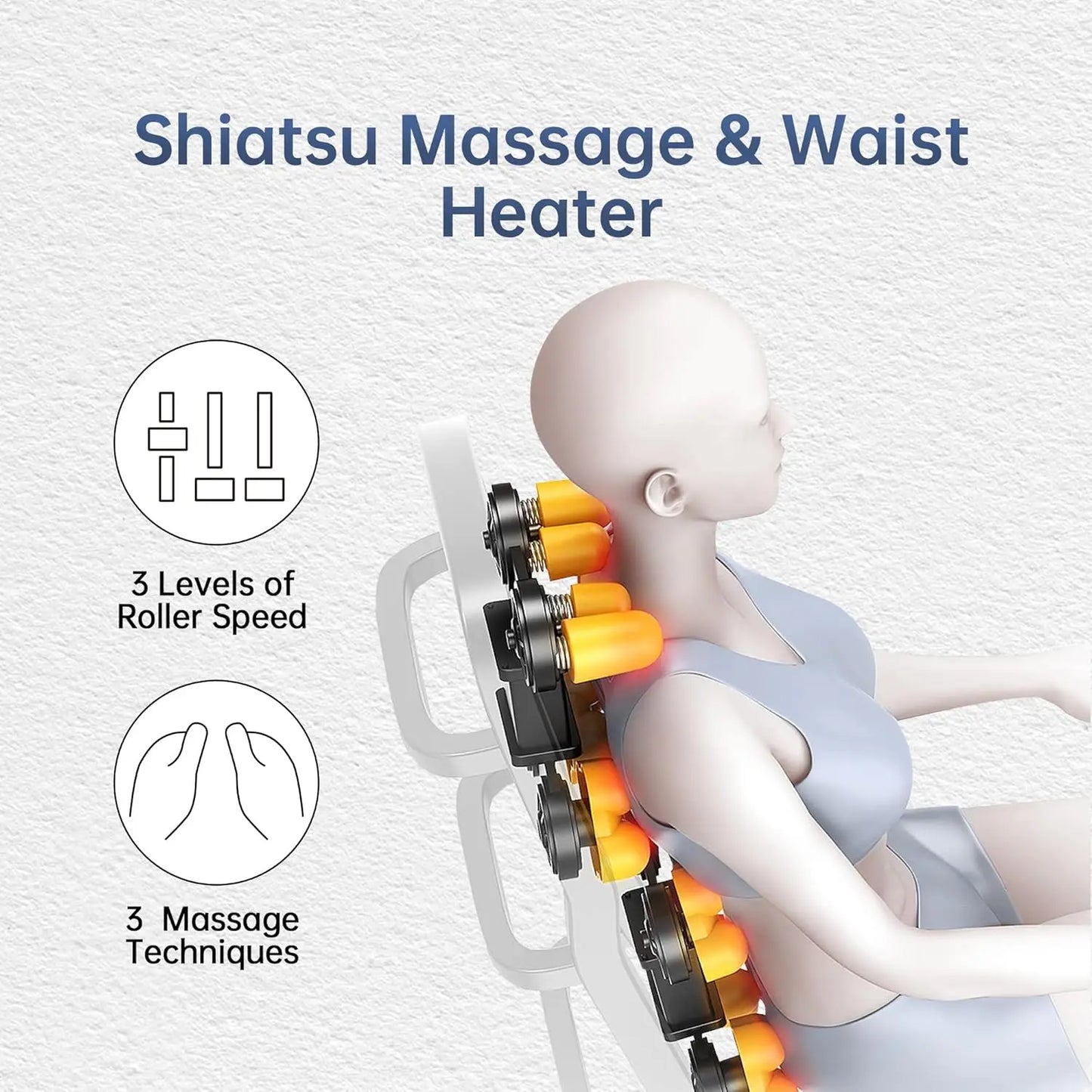 Massage Chair with 8 Fixed Shiatsu Massage Rollers, Zero Gravity Mode, Heater, Bluetooth