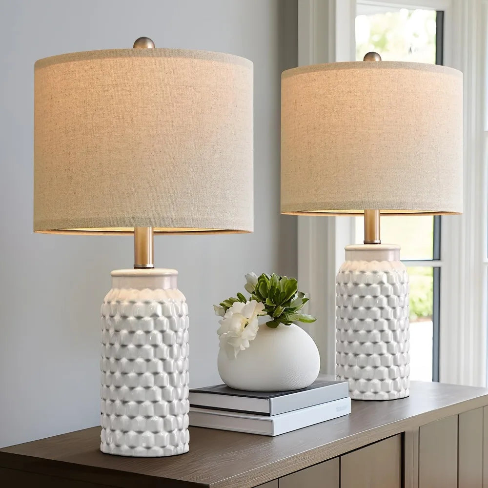 20.5" Modern Ceramic Bedside Lamp Set of 2