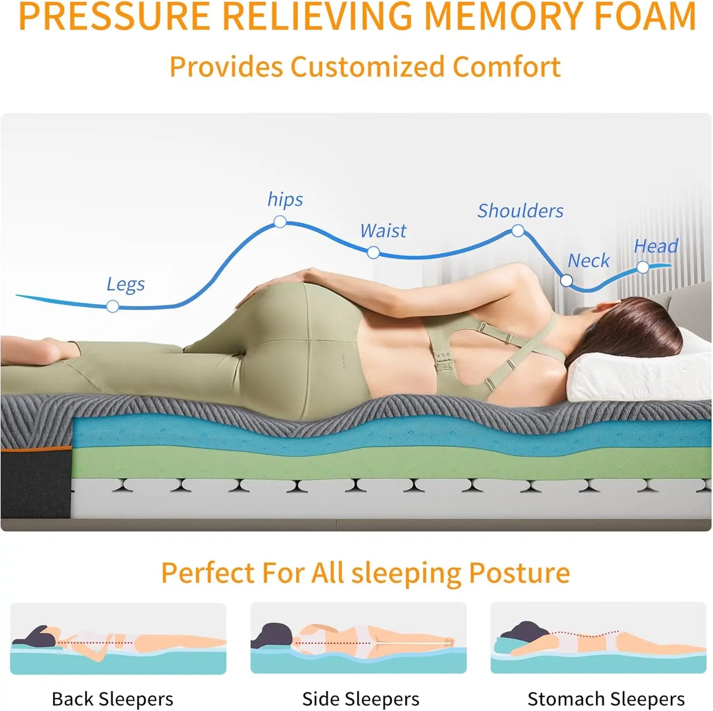 14-inch Memory Foam Mattress with Cooling Gel, Dark Grey