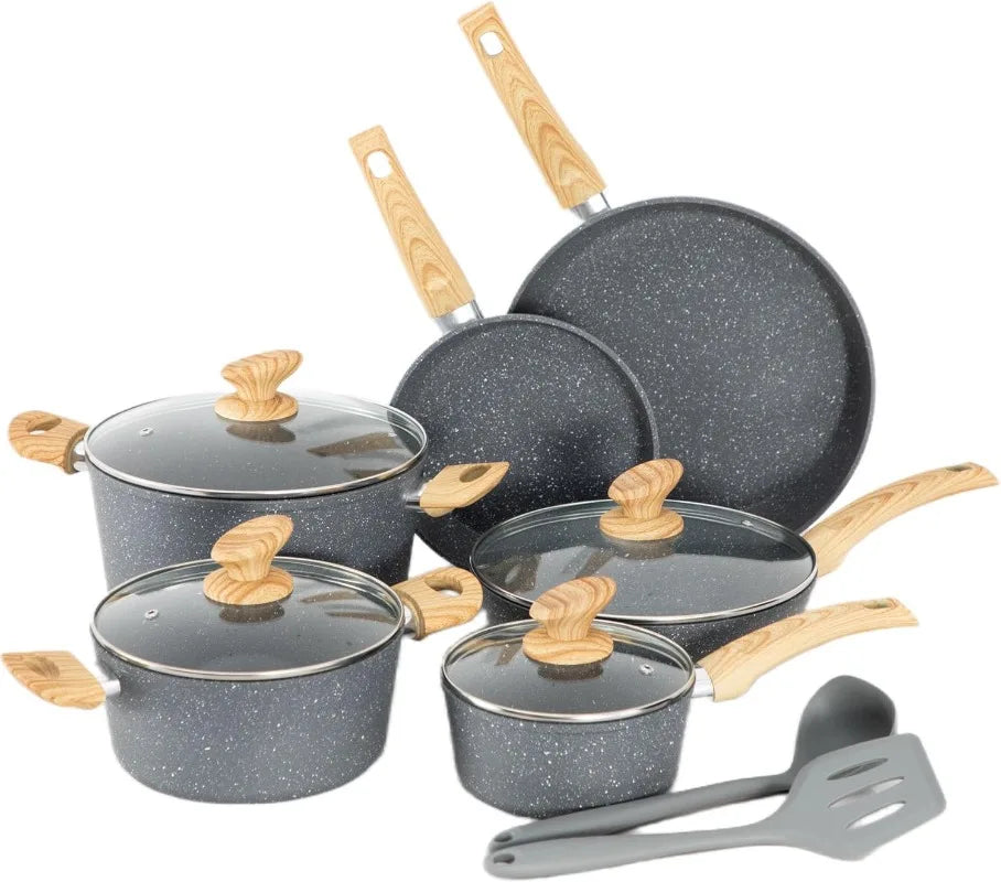 12/17-piece Granite Nonstick Cookware Sets