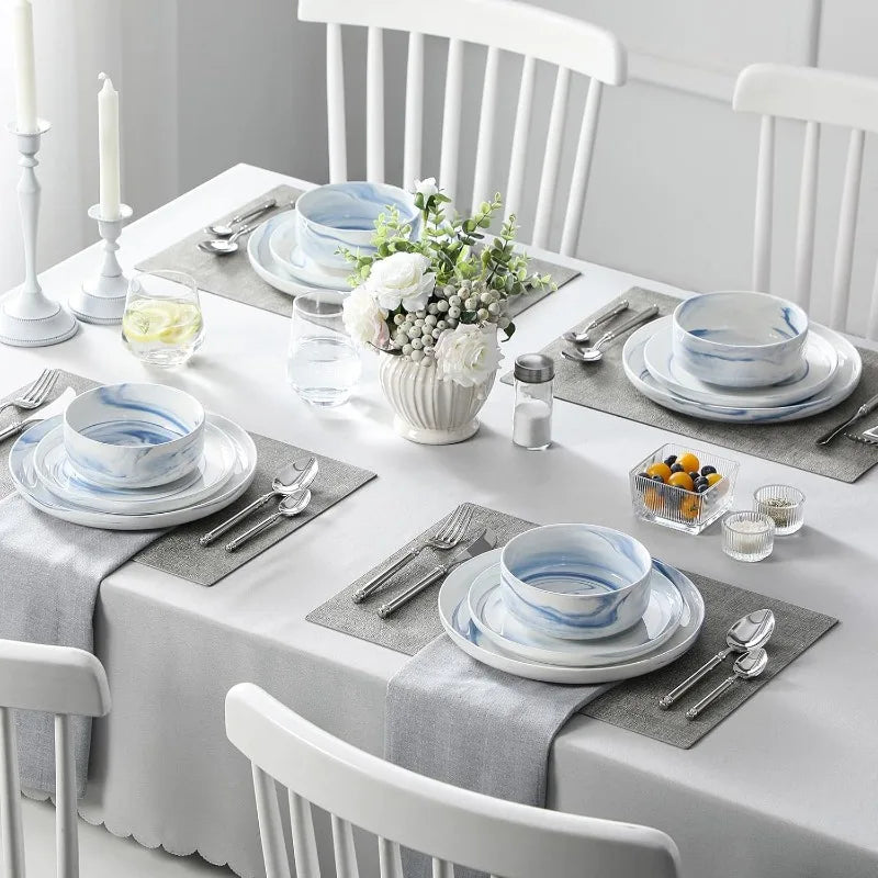 12 Piece Chip Resistant Porcelain Dishware Set for 4