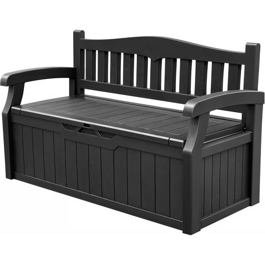 80 Gallon Lockable Storage Bench Deck Box (Black)