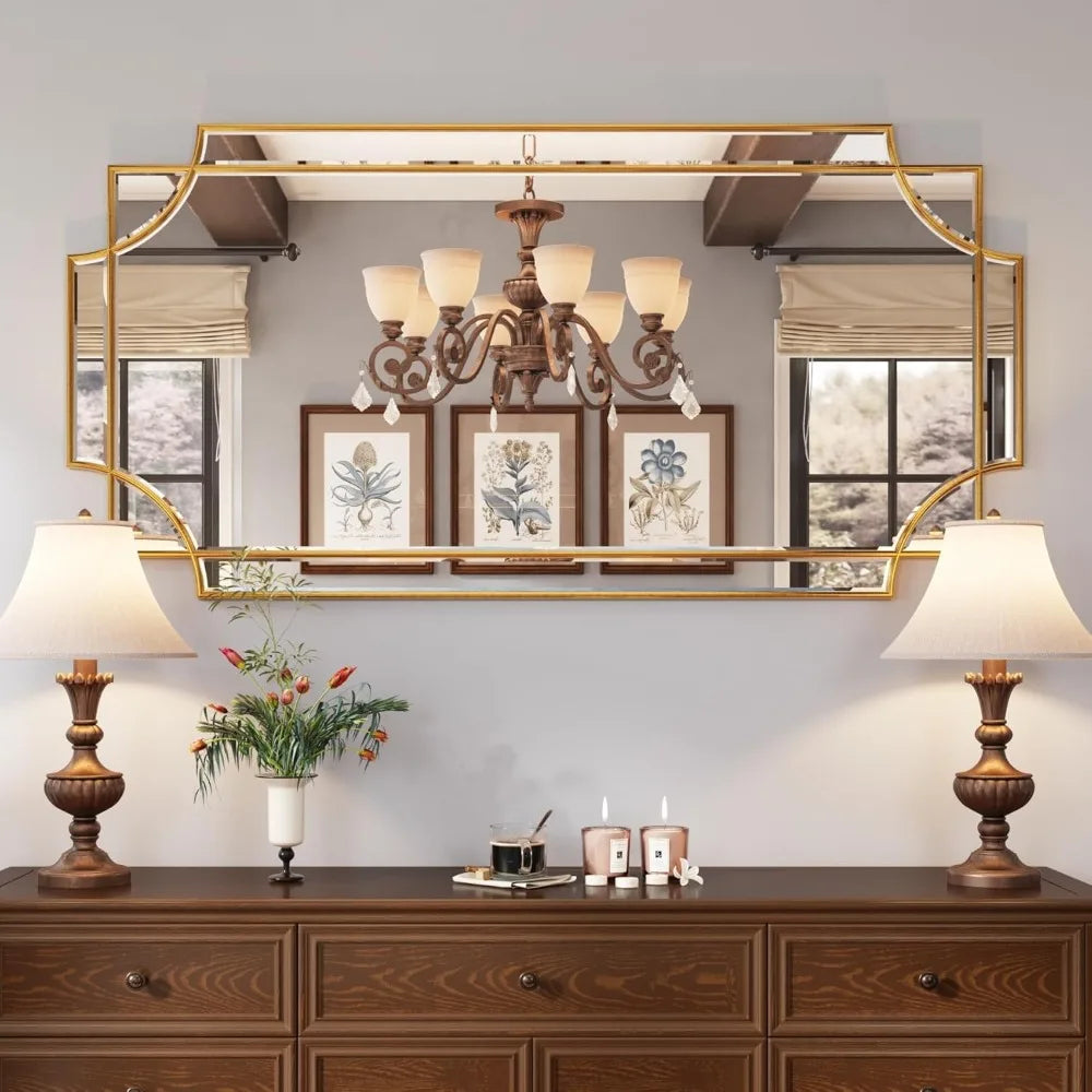 Gold Art Decorative Beveled Traditional Wall Mirror