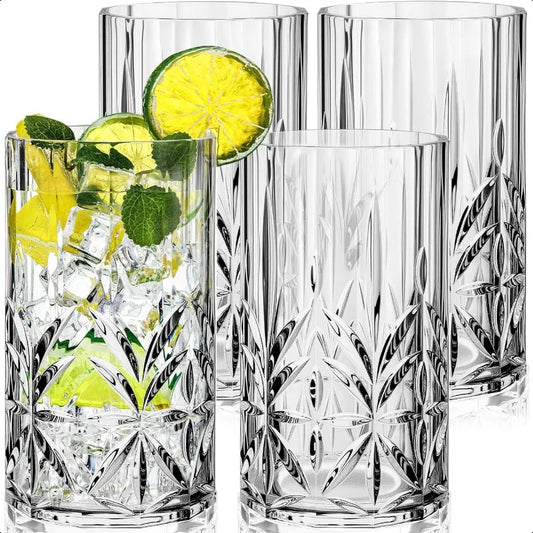 4 Piece - 18 oz Clear Plastic Highball Tumblers